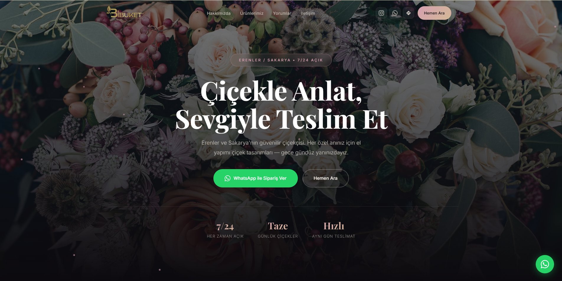 Bi Buket Event sitesi önizlemesi